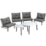 6PCS Outdoor Sofa Set 2-in-1 Coffee Table with Chairs Beige