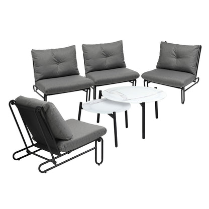 Outdoor Sofa Set Coffee Table with Chairs Grey