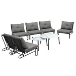 8PCS Outdoor Sofa Set Nesting Coffee Table with Chairs Beige