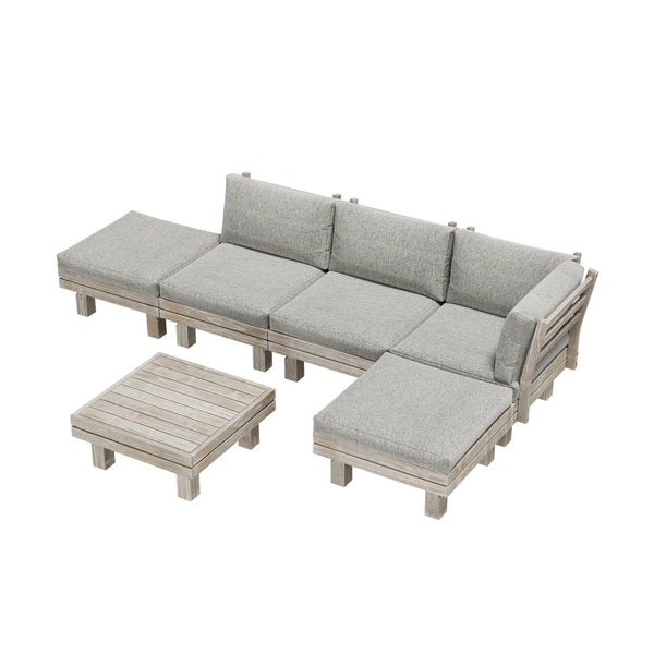  6 Piece Outdoor Furniture Sofa Set Wooden Lounge Setting