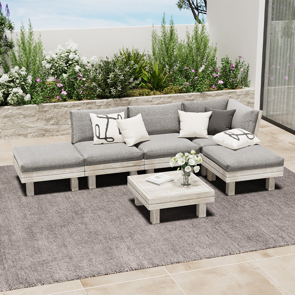 6 Piece Outdoor Furniture Sofa Set Wooden Lounge Setting