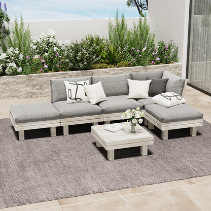 6 Piece Outdoor Furniture Sofa Set Wooden Lounge Setting