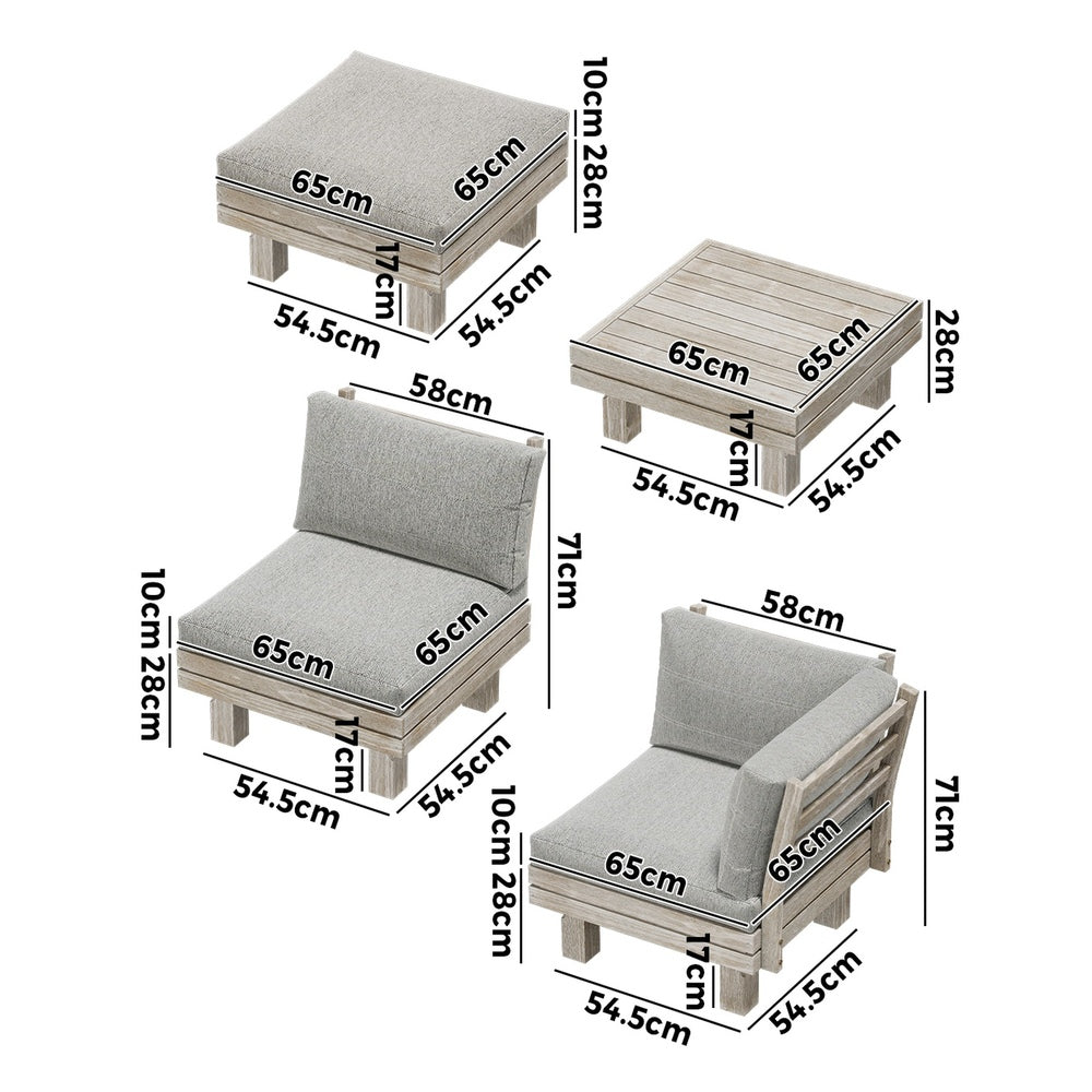 9PCS 7PCS Outdoor Sofa Set Wooden Lounge Setting Table Chair