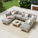 9PCS 7PCS Outdoor Sofa Set Wooden Lounge Setting Table Chair