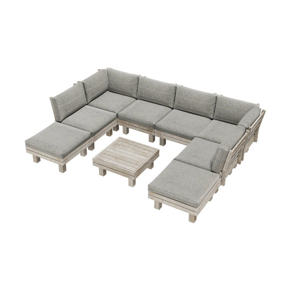  9PCS 7PCS Outdoor Sofa Set Wooden Lounge Setting Table Chair