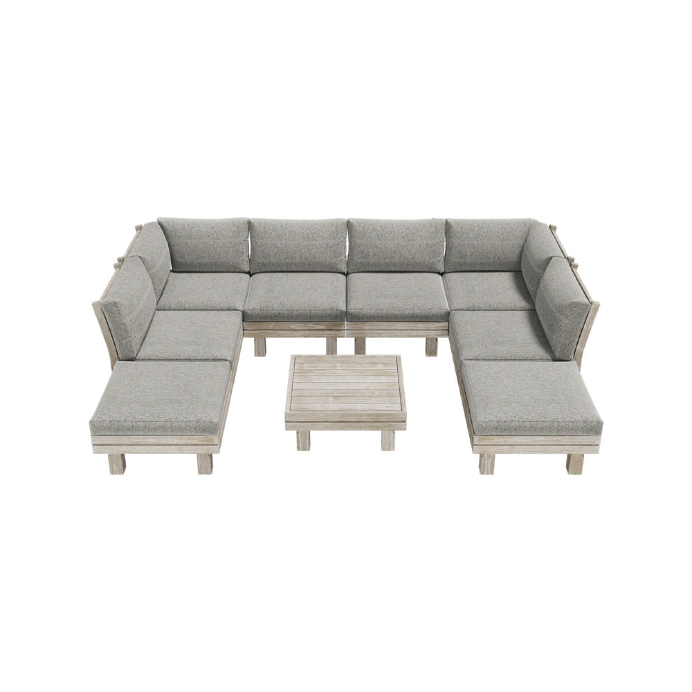 9PCS 7PCS Outdoor Sofa Set Wooden Lounge Setting Table Chair