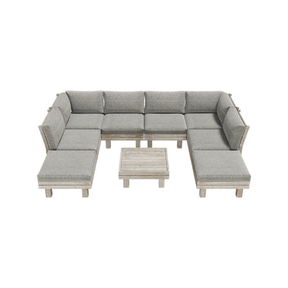 9PCS 7PCS Outdoor Sofa Set Wooden Lounge Setting Table Chair