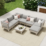 8PCS Outdoor Sofa Set Wooden Lounge Setting Table Chair
