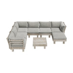 8PCS Outdoor Sofa Set Wooden Lounge Setting Table Chair