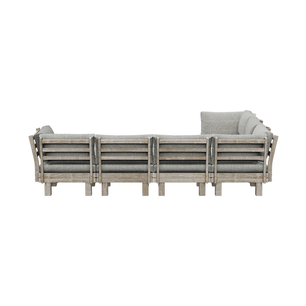8PCS Outdoor Sofa Set Wooden Lounge Setting Table Chair