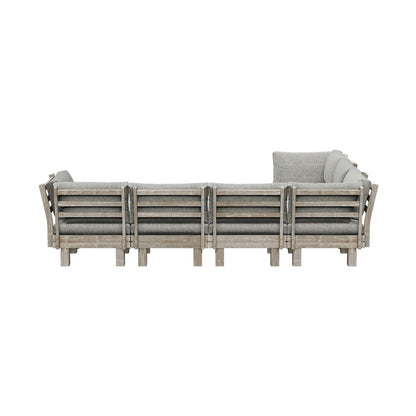 8PCS Outdoor Sofa Set Wooden Lounge Setting Table Chair
