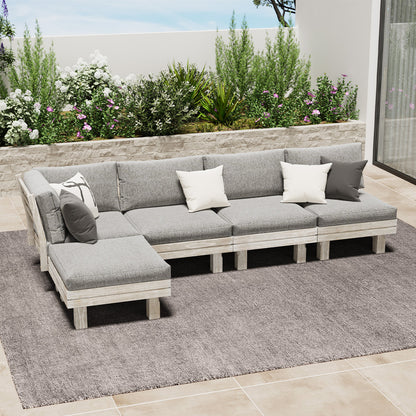 5PCS Outdoor Furniture Sofa Set Wooden Lounge Setting