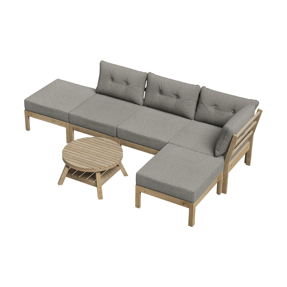 7-Piece Outdoor Lounge Sofa Set Garden Patio Rattan Furniture Grey