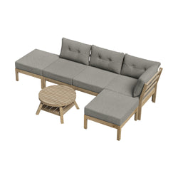 7-Piece Outdoor Lounge Sofa Set Garden Patio Rattan Furniture Grey