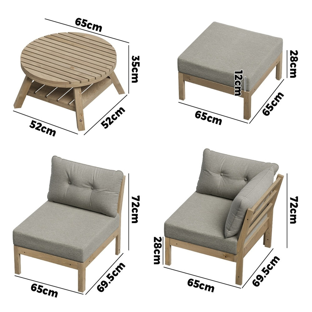7-Piece Outdoor Lounge Sofa Set Garden Patio Rattan Furniture Grey