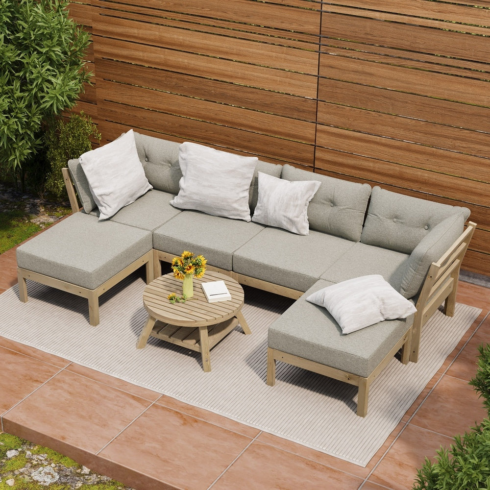 6 Piece Outdoor Lounge Sofa Set Garden Furniture Grey