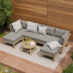 6-Piece Outdoor Lounge Sofa Set Garden Patio Rattan Furniture Grey