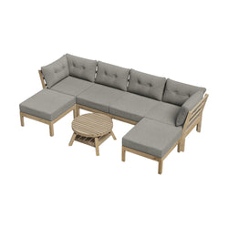 6-Piece Outdoor Lounge Sofa Set Garden Patio Rattan Furniture Grey