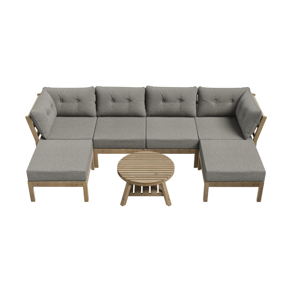 6-Piece Outdoor Lounge Sofa Set Garden Patio Rattan Furniture Grey