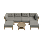 6-Piece Outdoor Lounge Sofa Set Garden Patio Rattan Furniture Grey
