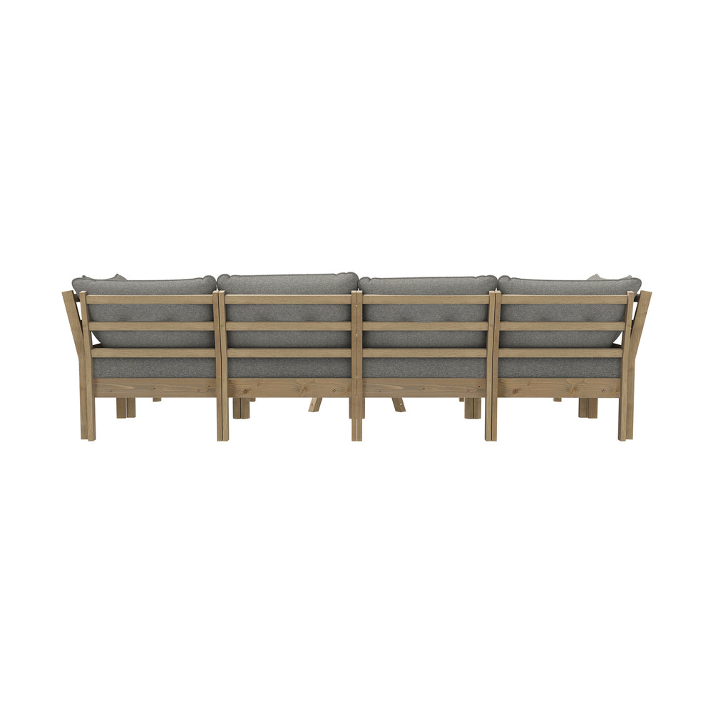6-Piece Outdoor Lounge Sofa Set Garden Patio Rattan Furniture Grey