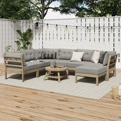 8PCS & 9PCS Outdoor Sofa Set Lounge Patio Furniture Beige Garden Seating Set