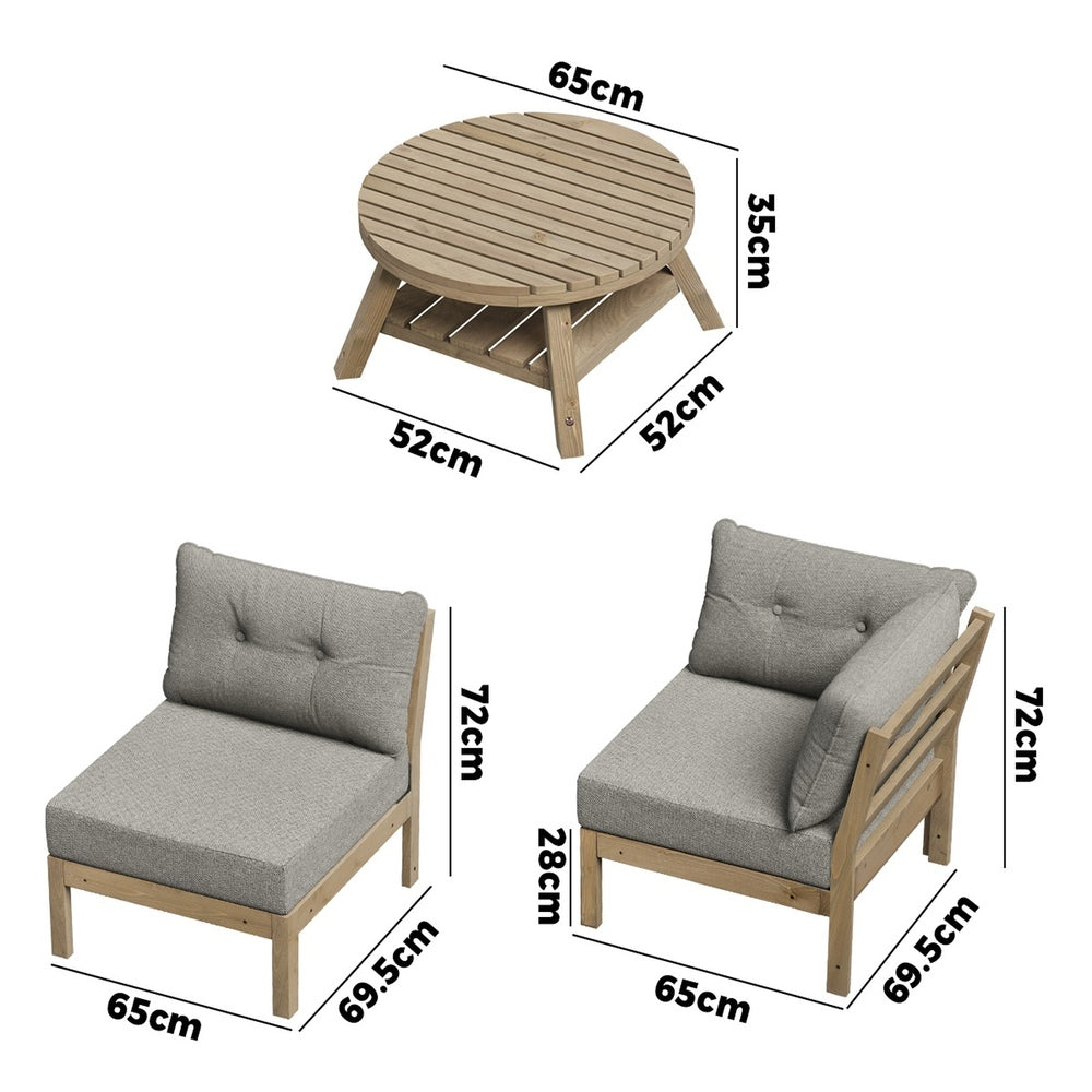 Outdoor Sofa Set 4 Seater Lounge 1 Coffee Table Beige