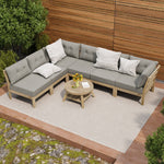 7-Seater Outdoor Sofa Set with Coffee Table Beige Patio Lounge Furniture