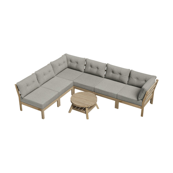 7-Seater Outdoor Sofa Set with Coffee Table Beige Patio Lounge Furniture