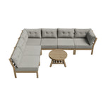 7-Seater Outdoor Sofa Set with Coffee Table Beige Patio Lounge Furniture