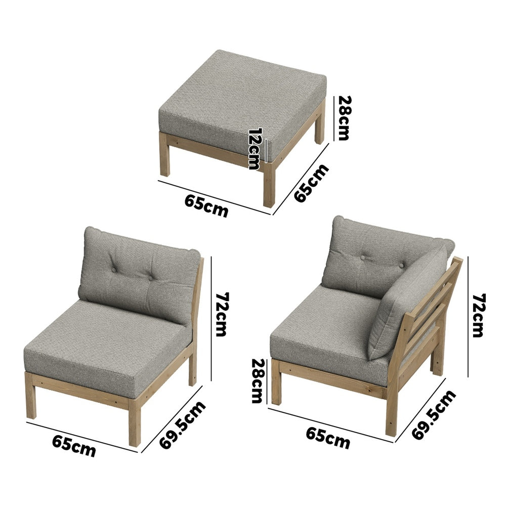 Outdoor Sofa Set 4 Seater Lounge 1 Coffee Table Beige