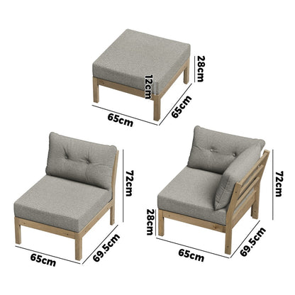 Outdoor Sofa Set 4 Seater Lounge 1 Coffee Table Beige