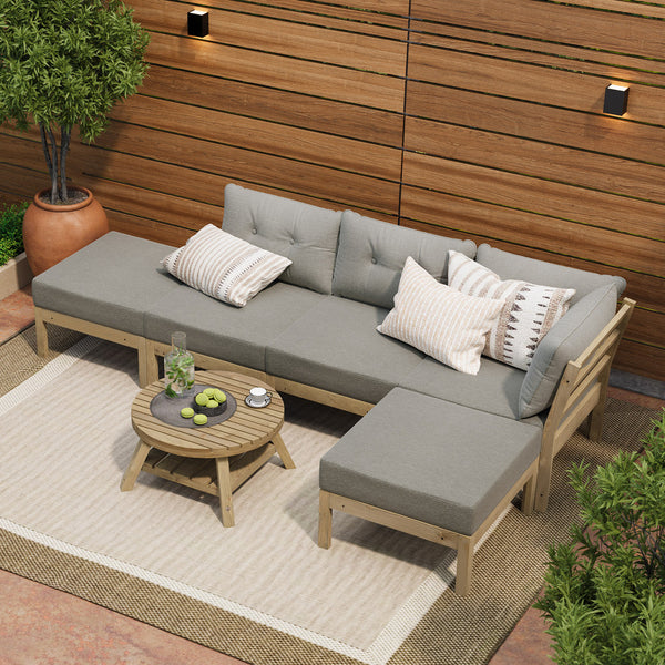  Outdoor Lounge Sofa Set 7 Piece Garden Furniture Grey