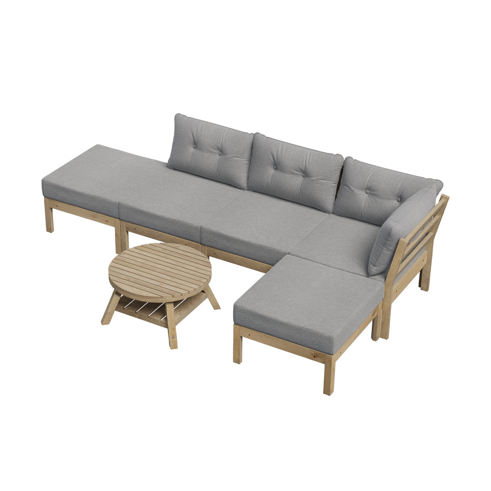 Outdoor Lounge Sofa Set 7 & 5 Piece Grey Rattan Garden Furniture for Patio