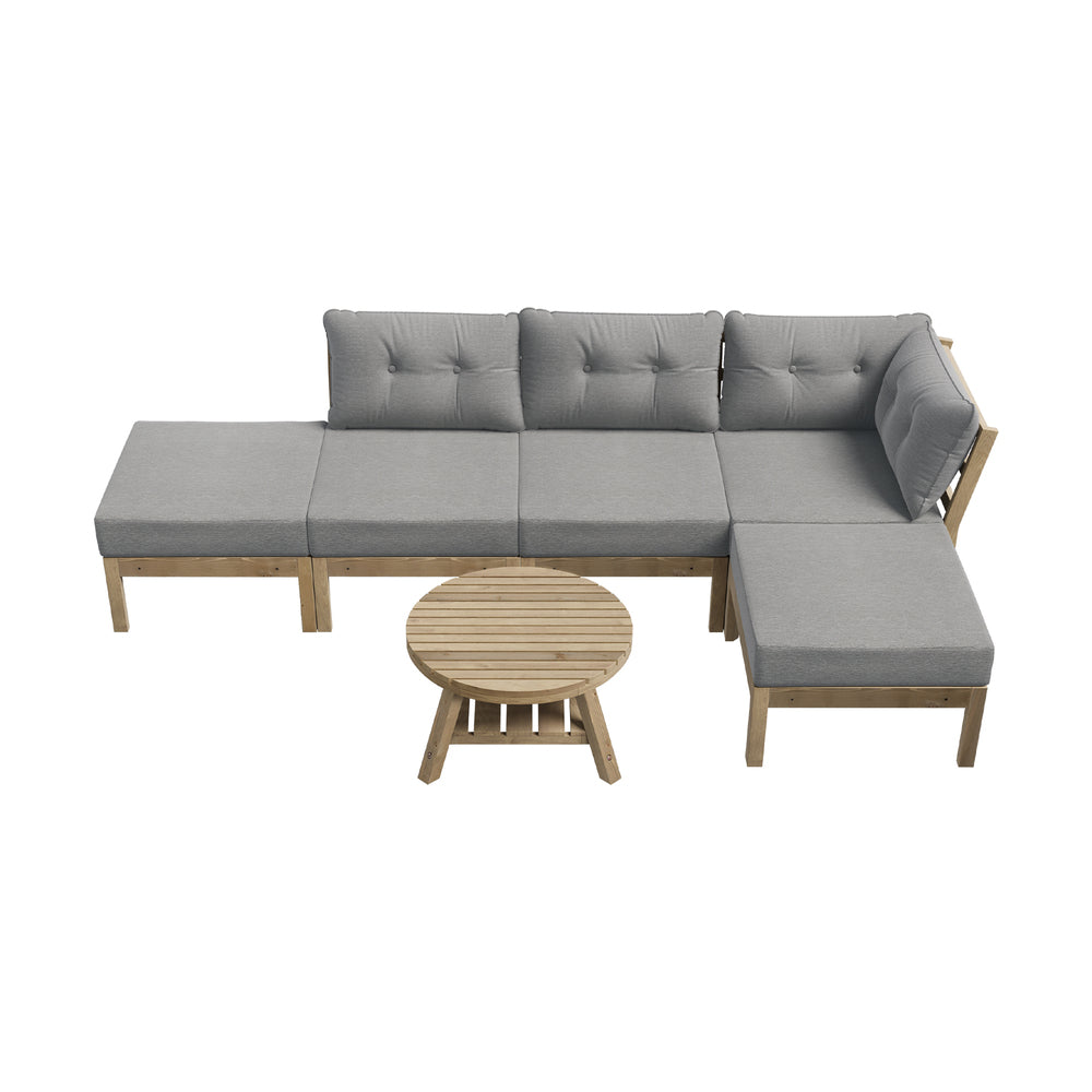 Outdoor Lounge Sofa Set 7 & 5 Piece Grey Rattan Garden Furniture for Patio