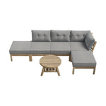 Outdoor Lounge Sofa Set 7 Piece Grey Rattan Garden Furniture for Patio