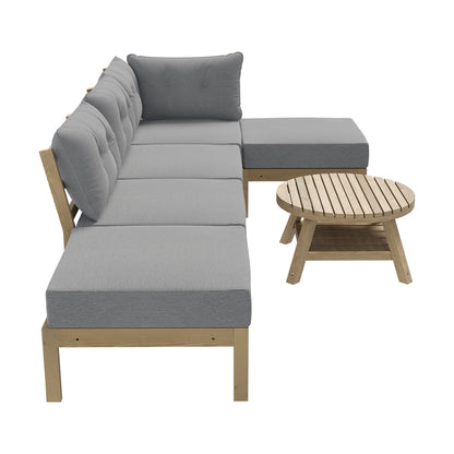 Outdoor Lounge Sofa Set 7 & 5 Piece Grey Rattan Garden Furniture for Patio