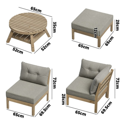 6 Piece Outdoor Lounge Sofa Set Garden Furniture Grey