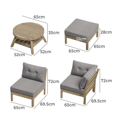 7 Piece Outdoor Lounge Sofa Set in Grey Rattan Garden Furniture for Patio