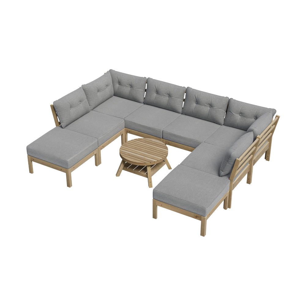 8PCS & 9PC Outdoor Sofa Set Lounge Setting Table Chair - Grey