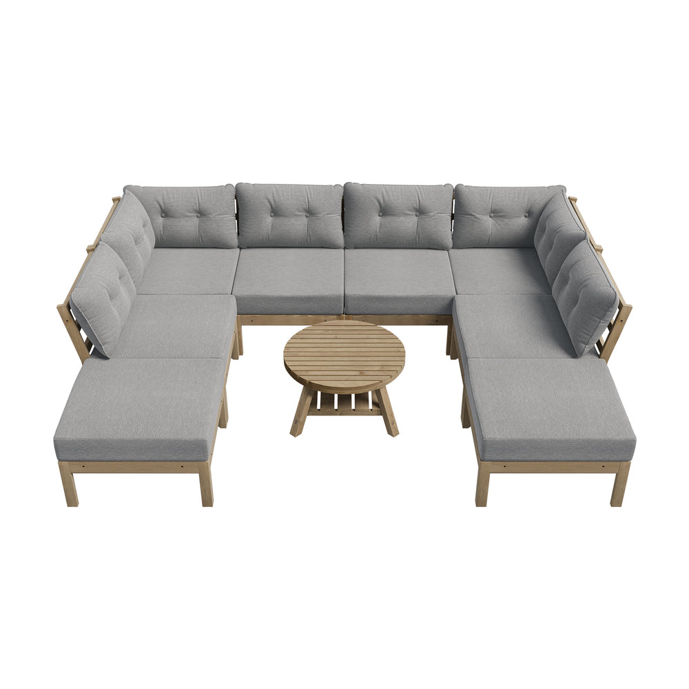 8PCS & 9PC Outdoor Sofa Set Lounge Setting Table Chair - Grey