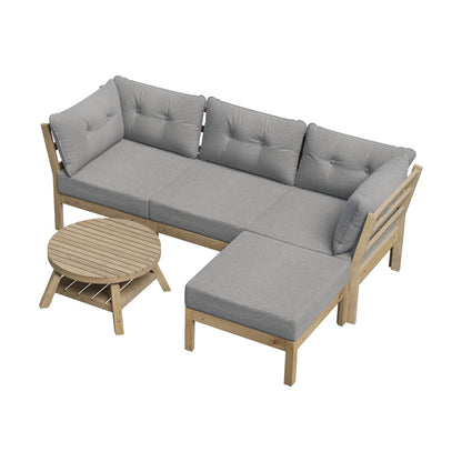 Outdoor Lounge Sofa Set 7 & 5 Piece Grey Rattan Garden Furniture for Patio