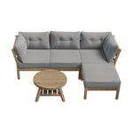 Outdoor Lounge Sofa Set 7 Piece Grey Rattan Garden Furniture for Patio