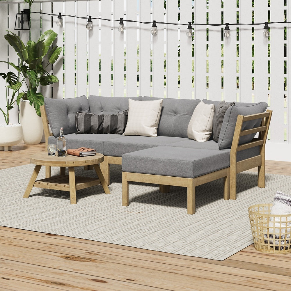 Outdoor Lounge Sofa Set 7 & 5 Piece Grey Rattan Garden Furniture for Patio