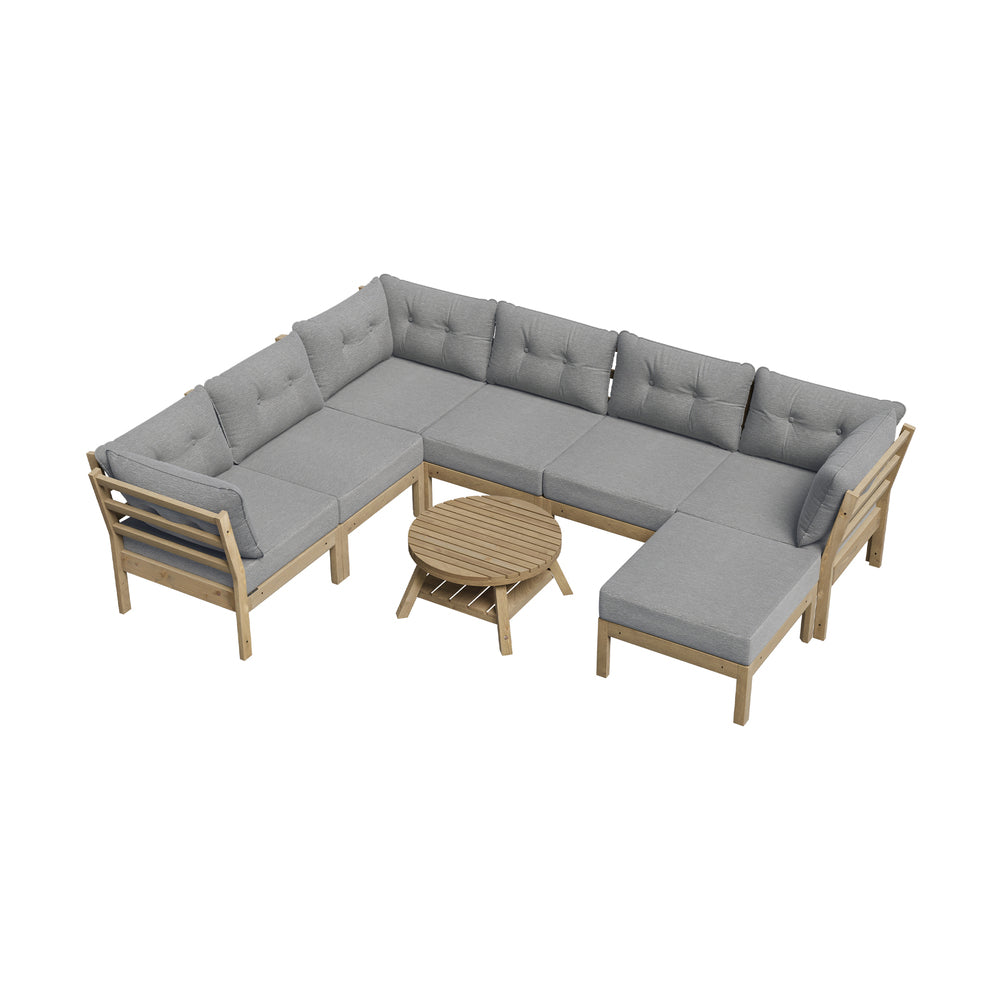 8PCS & 9PC Outdoor Sofa Set Lounge Setting Table Chair - Grey