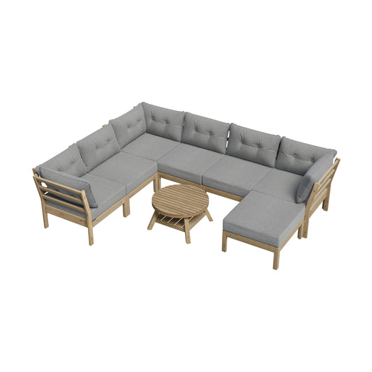 8PCS & 9PC Outdoor Sofa Set Lounge Setting Table Chair - Grey