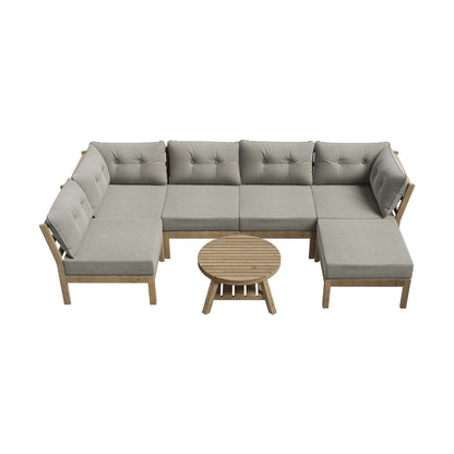 7 Piece Outdoor Sofa Set 6-Seater Lounge Setting Grey