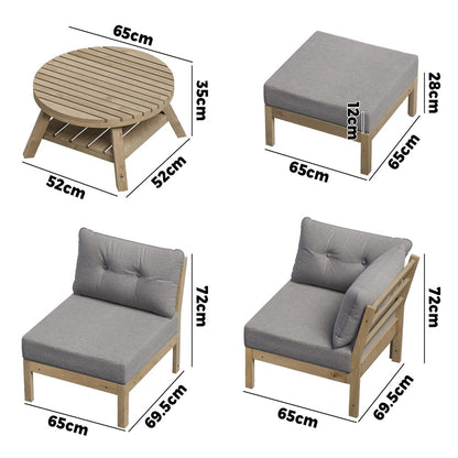 Outdoor Sofa Set 4 Seater Lounge Setting Patio Furniture - Grey & Green