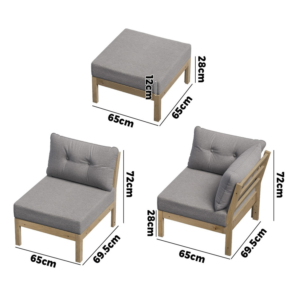 Outdoor Sofa Set 4 Seater Lounge Setting Patio Furniture - Grey & Green