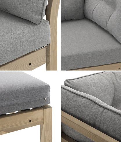 Outdoor Sofa Set 4 Seater Lounge Setting Patio Furniture - Grey & Green